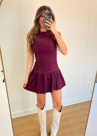 Courtney Corduroy Dress - Burgundy