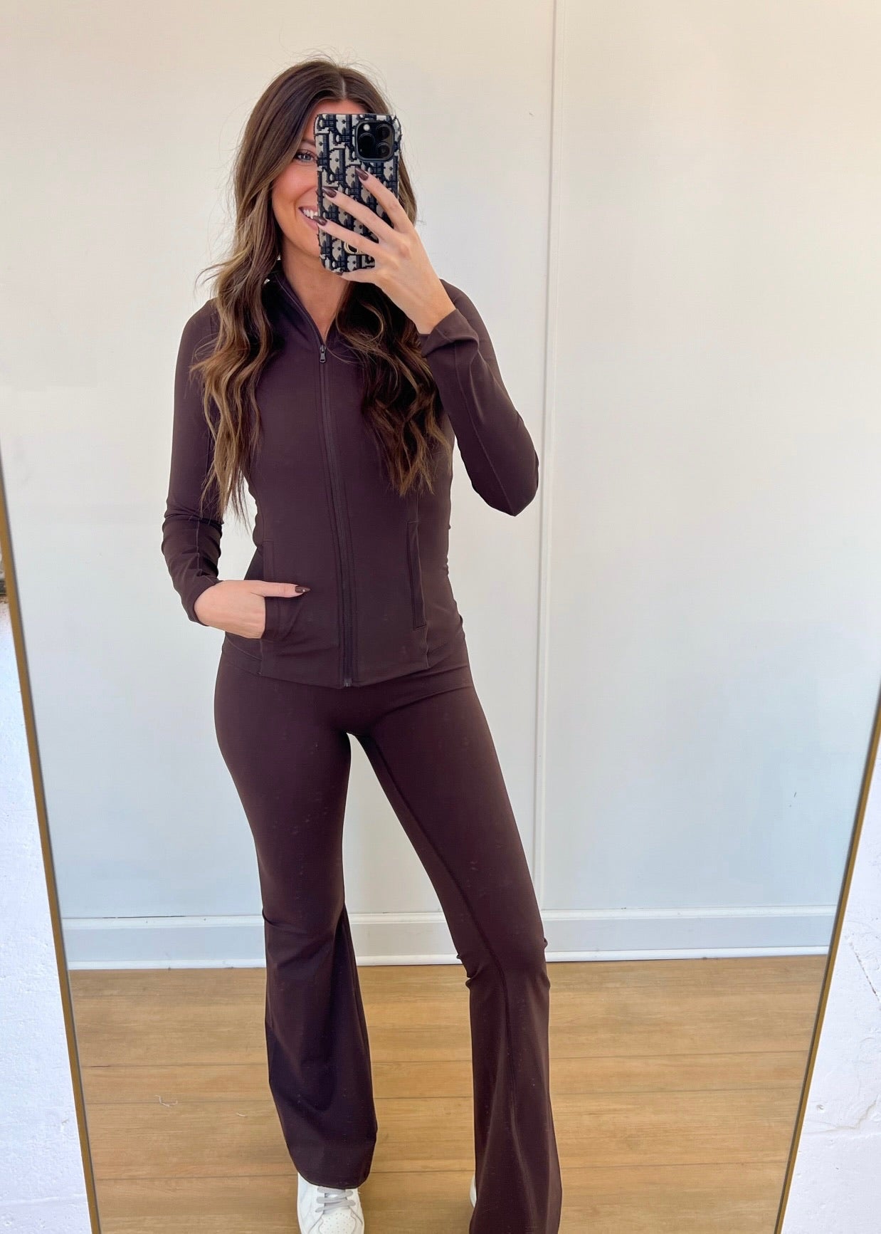 Chocolate Brown Crossover Flare Leggings