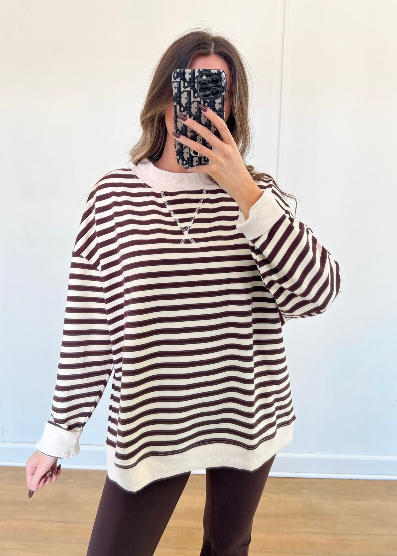 Brown & Cream Striped Pullover