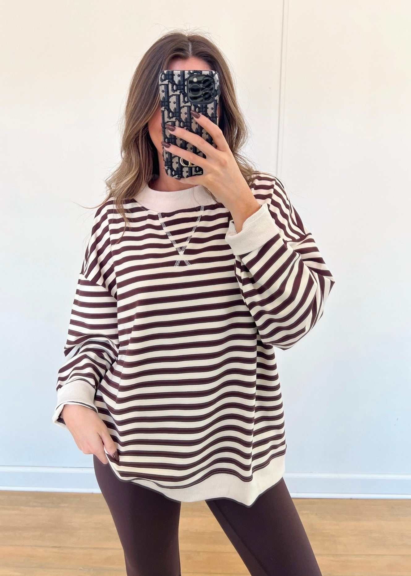 Brown & Cream Striped Pullover