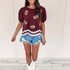 Sequin Football Top - Maroon