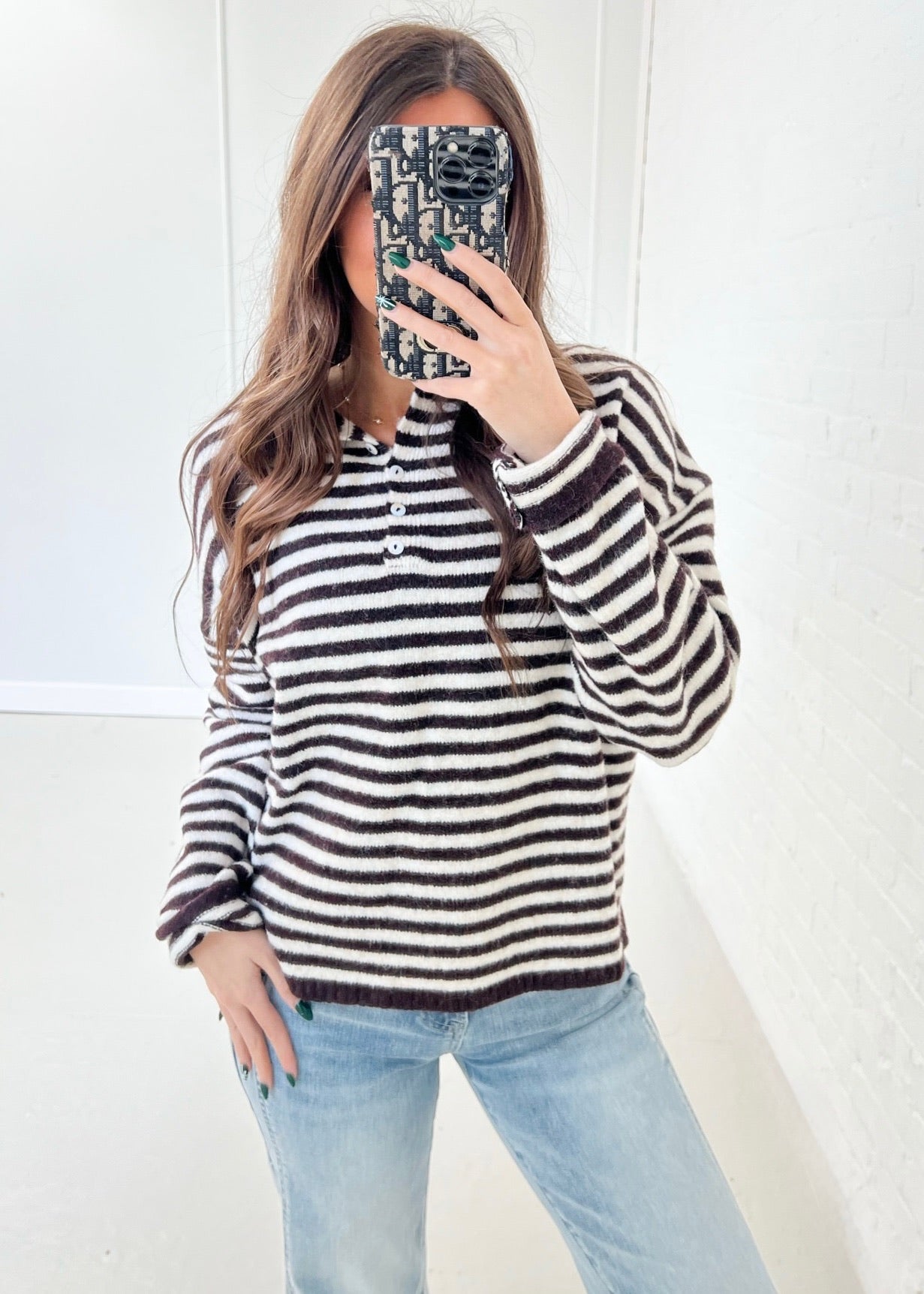 Striped Sweater - Dark Wine