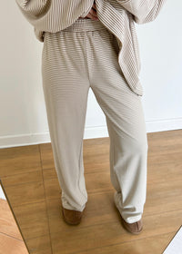 Cozy Striped Lounge Pants - Beige