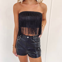 Black Fringe Tube Top