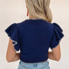 Gwen Ruffle Sweater - Navy