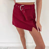 Kate Belted Skirt - Burgundy