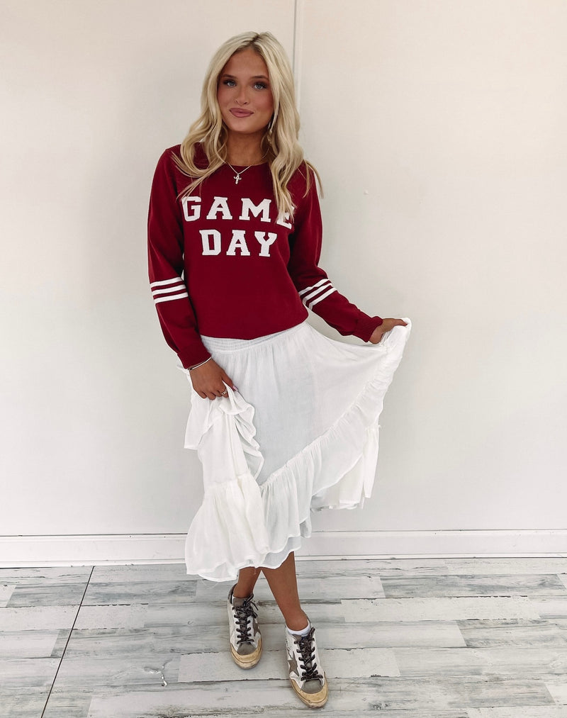 Gameday Sweater - Burgundy/White