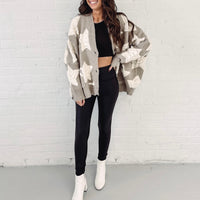 Oversized Star Cardigan - Taupe