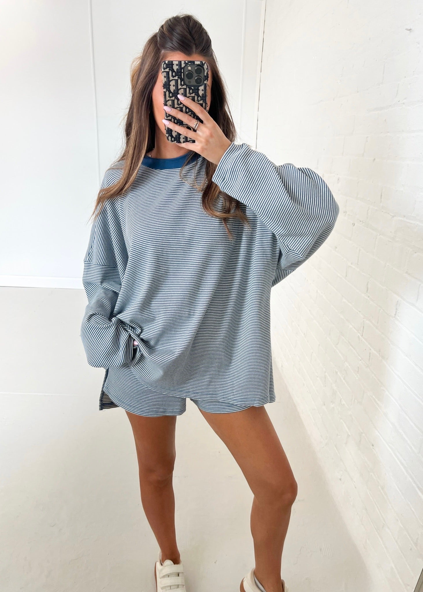 Comfy Striped Shorts - Blue