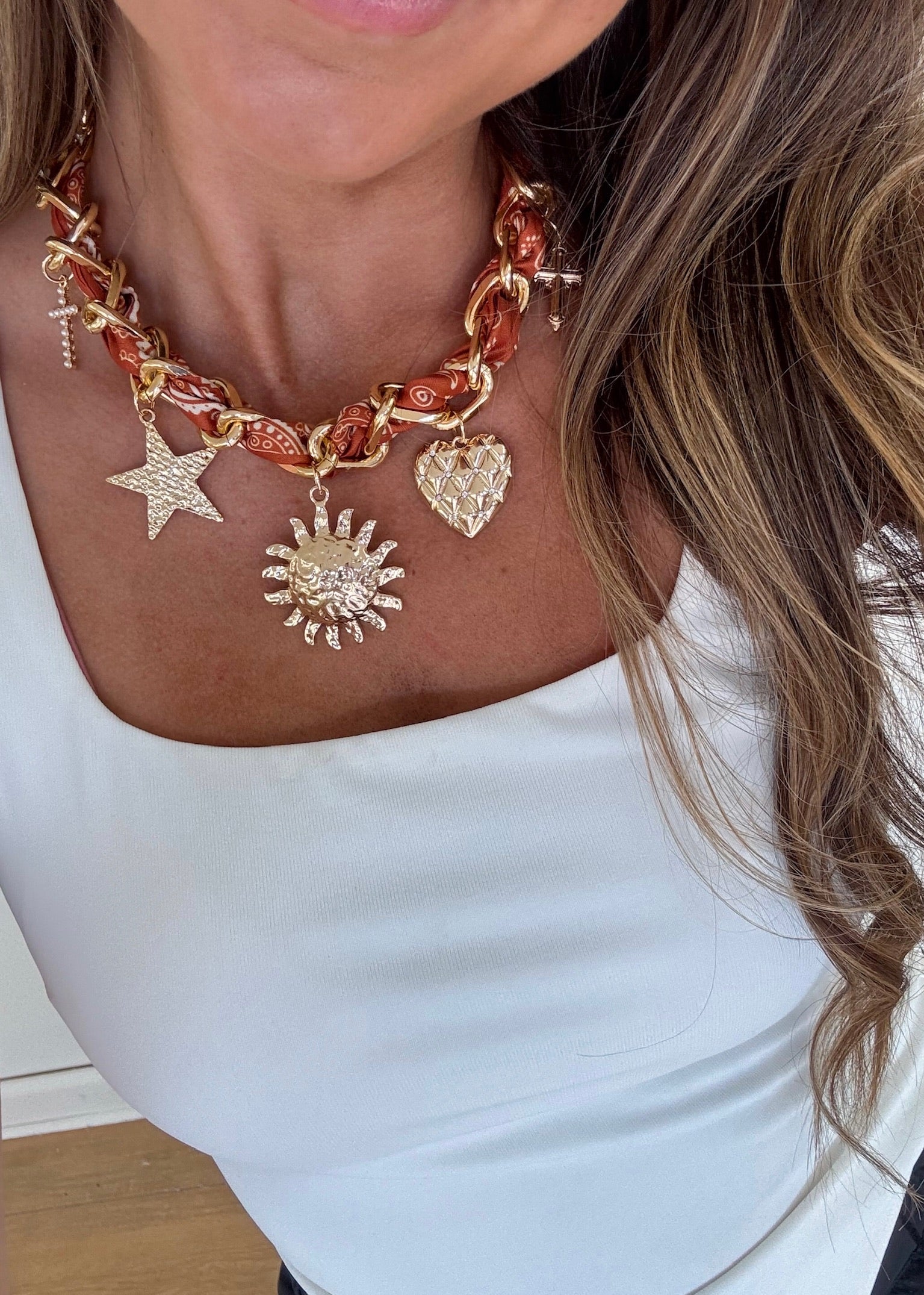 Elliott Charm Necklace - Burnt Orange