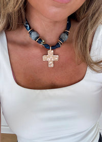 Poppy Scarf Necklace - Navy