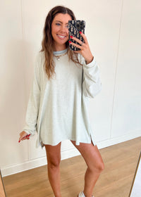 Comfy Striped Oversized Top - Light Blue
