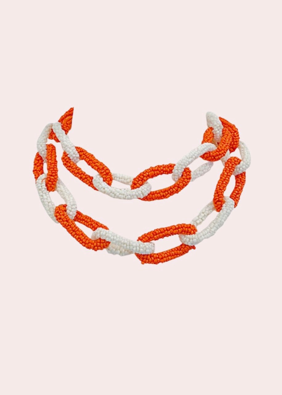 Orange/White Chunky Necklace