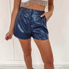 Kinsley Faux Leather Shorts - Navy