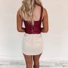 Peyton Faux Leather Top - Burgundy