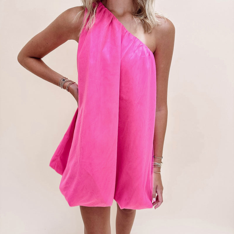 Off Shoulder Bubble Dress - Pink