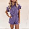 Claire Denim Romper - Purple