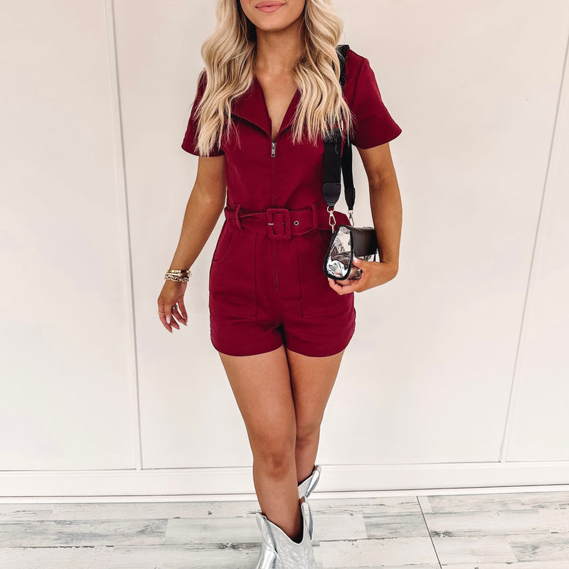 Gabby Romper - Burgundy