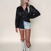 Black Fringe Sequin Shirt