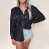 Black Fringe Sequin Shirt