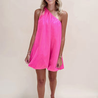 Off Shoulder Bubble Dress - Pink