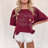 Classy Until Kickoff Tee - Burgundy