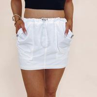 White Cargo Mini Skirt