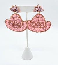 Pink Cowgirl Hat Earrings