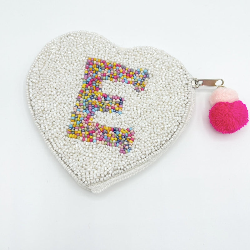 Initial Beaded Coin Pouch