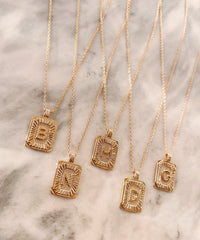 Rectangle Initial Card Necklace