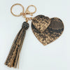 Snake Print Heart Keychain