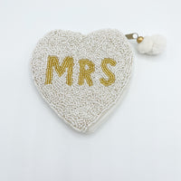 Mrs. Heart Shaped Beaded Pouch