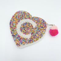 Initial Beaded Coin Pouch