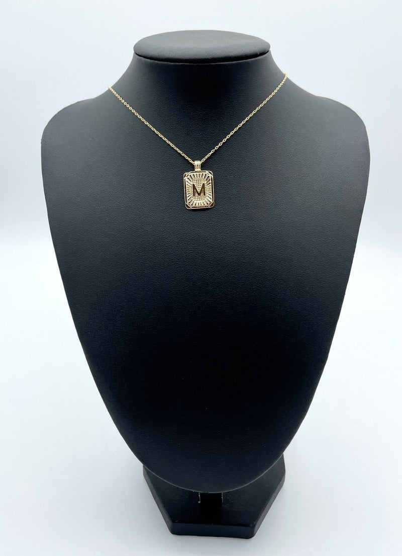 Rectangle Initial Card Necklace