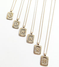 Rectangle Initial Card Necklace