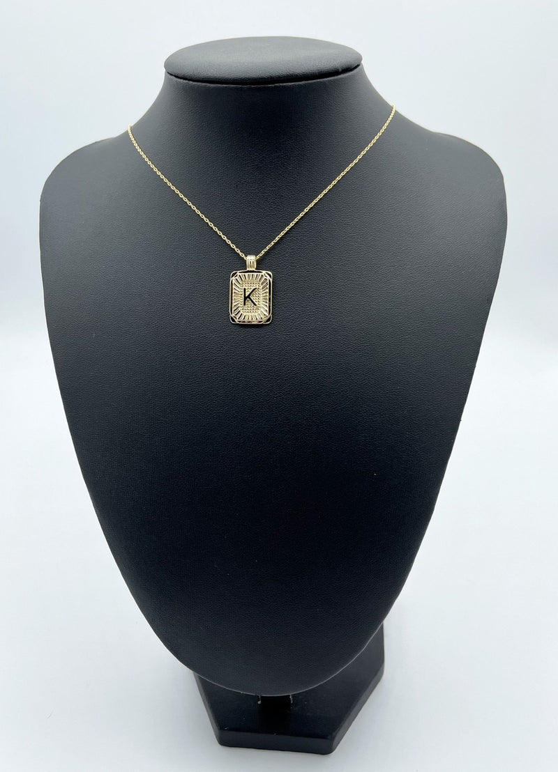 Rectangle Initial Card Necklace