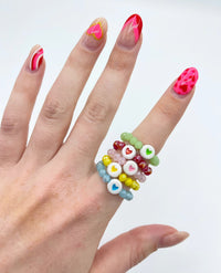 Colorful Heart Ring Set