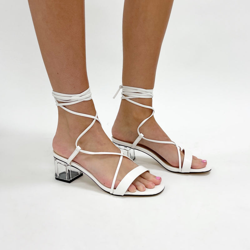 White Wrap Clear Heel