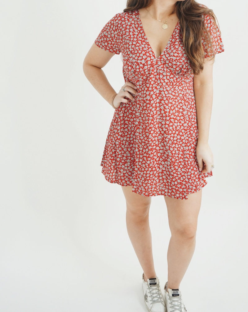 Red Floral Mini Dress