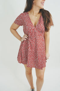 Red Floral Mini Dress