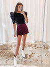 Cut-Out Mini Skort - Burgundy