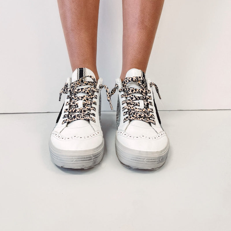 Silver Sparkle Mid Top Sneakers