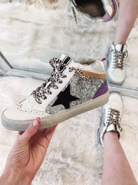 Silver Sparkle Mid Top Sneakers