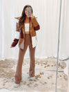 Color block Brown Puffer Jacket