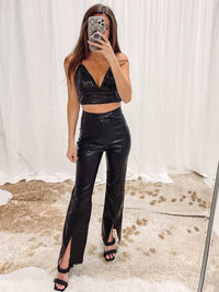 Faux Leather Pants - Black