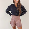 Smocked Athletic Shorts - Mauve