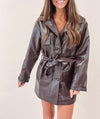 Espresso Faux Leather Coat