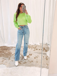 Fuzzy Lime Sweater