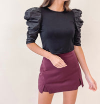 Cut-Out Mini Skort - Burgundy