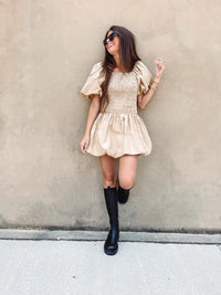 Smocked Puff Mini Dress